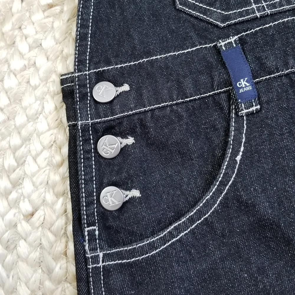 VTG 90s Calvin Klein Denim Overall Dress - Picture 5 of 16